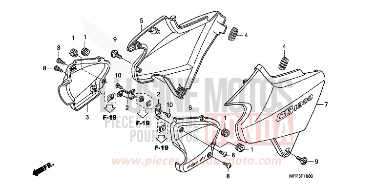 SIDE COVER for CB1300 Super Bold'or ABS PEARL SUNBEAM WHITE (NHA66DF) from 2009